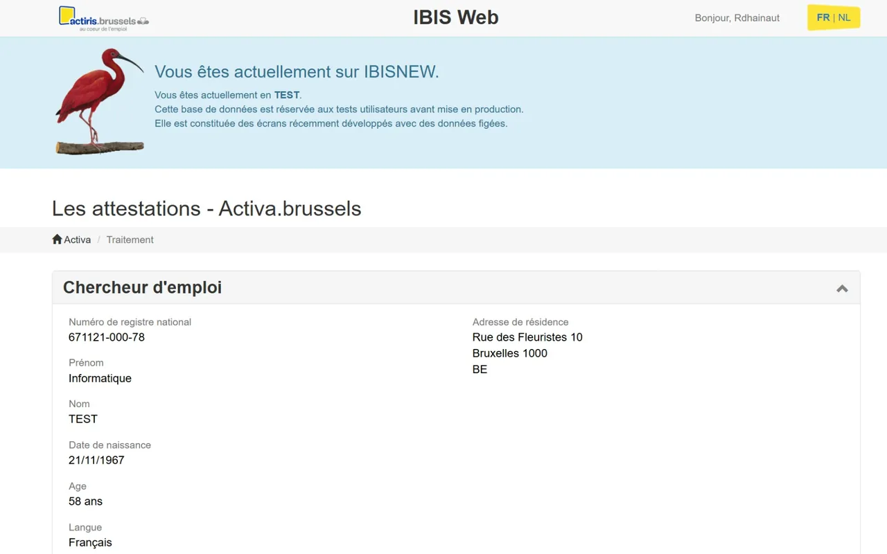 Capture de l'application de gestion du dispositif régional d'aides à l'emploi